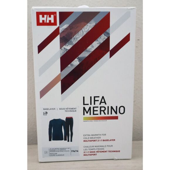 Helly Hansen 49403-589 Junior Sz 16 Blue LIFA Merino Active Base Layer Set - Picture 1 of 12